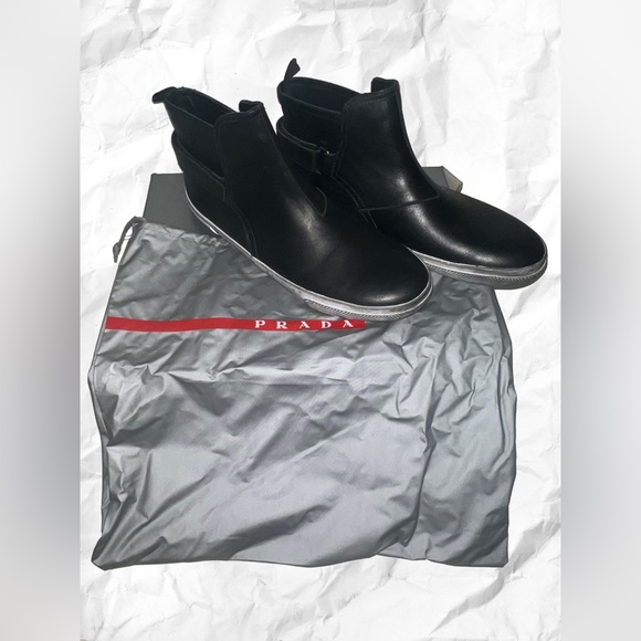 Prada Men's Black Leather Chelsea Boots - Picture 11 of 13